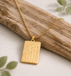 Collier Personnalisé Dessin d'Enfant – Gravure Dessin d'Enfant Cadeau pour Maman | Pendentif Personnalisé 15x22mm | Collier Souvenir