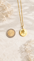 Geburtsblumen Anhänger rund 22mm personalisiert – Edelstahl (Silber/Gold/Roségold) | Geburtstag Geschenk