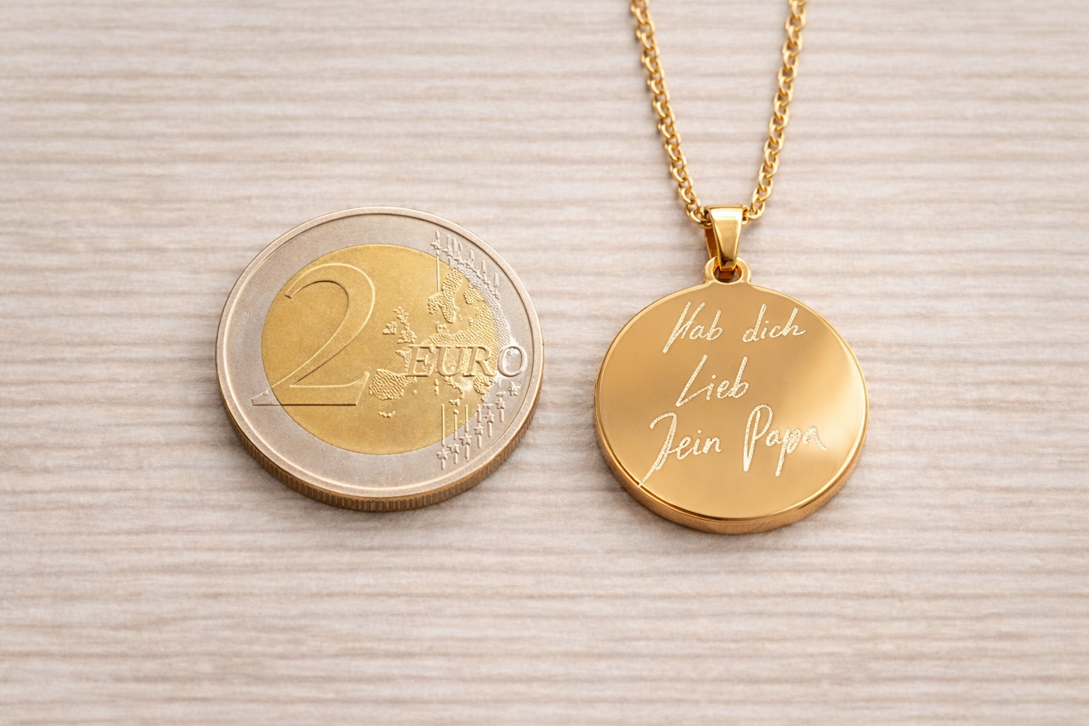 Halskette mit echter Handschrift | Schmuck mit gravierter Handschrift | Individueller Anhänger 22mm | Erinnerungskette | Gedenkkette