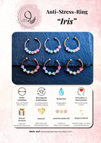 Anti-Stress-Ring Iris – verstellbarer Fidget Ring mit Regenbogen-Glasperlen