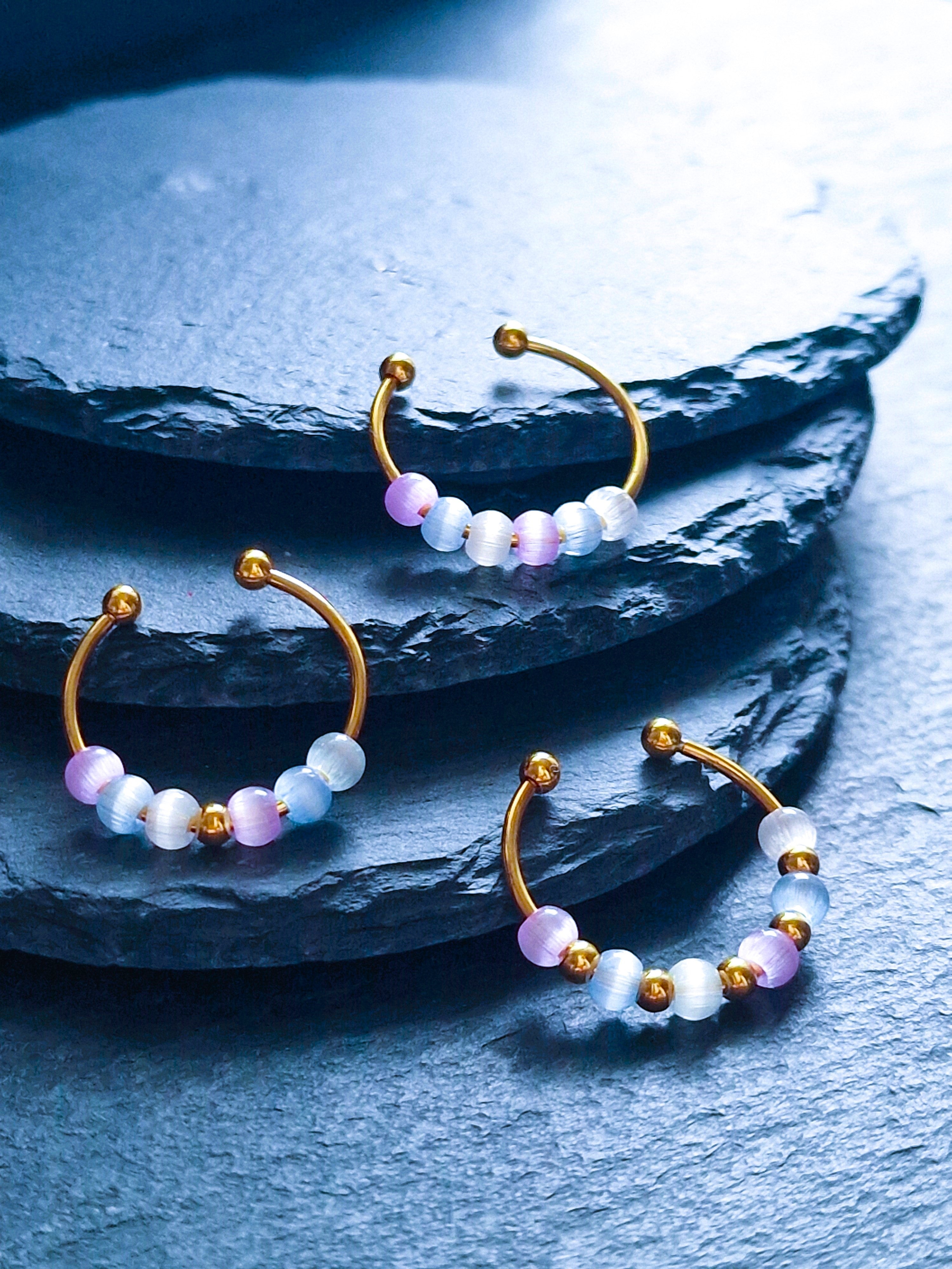 Anti-Stress-Ring Aurora – eleganter Fidget Ring mit schimmernden Glasperlen