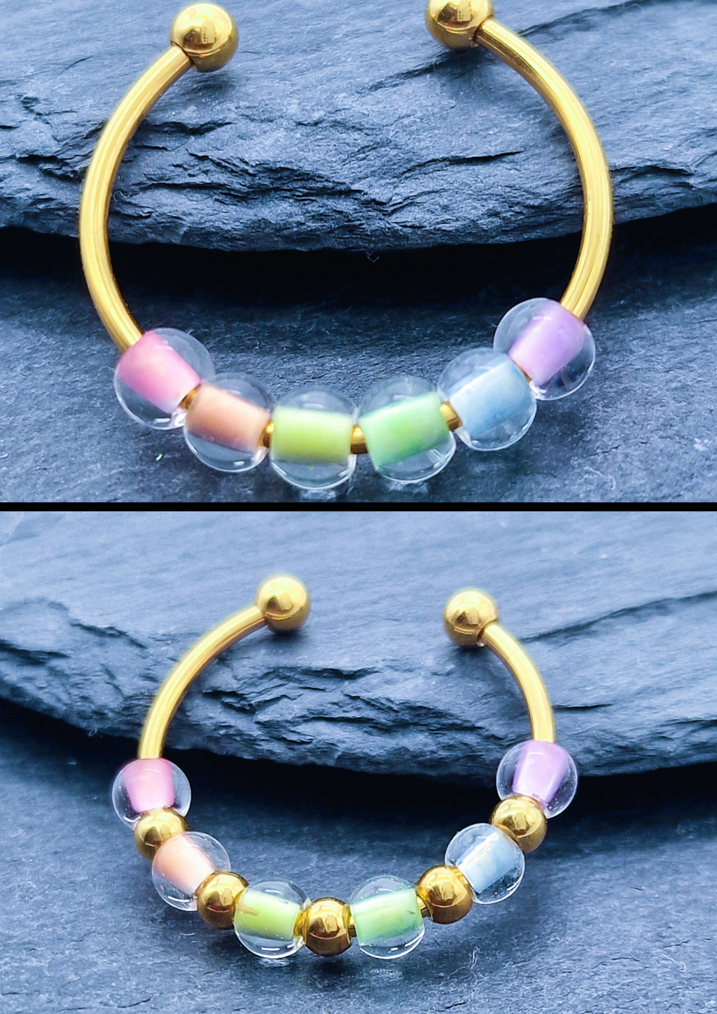 Anti-Stress-Ring "Rainbow" • LGBTQ Pride Ring • Regenbogen Ring • Verstellbarer Anxiety Ring • Farbenfroher Ring mit Glasperlen • Pride Month