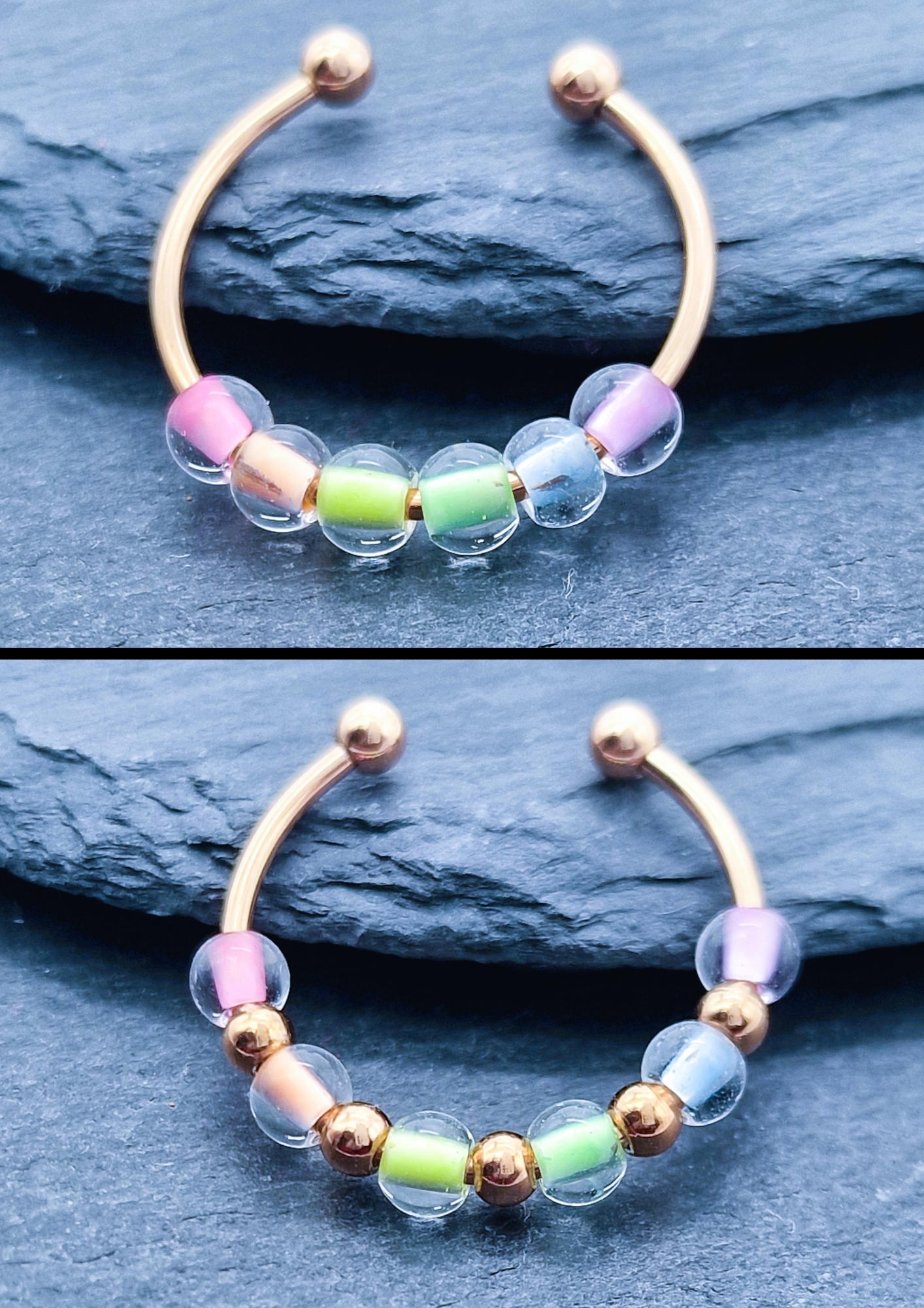 Anti-Stress-Ring "Rainbow" • LGBTQ Pride Ring • Regenbogen Ring • Verstellbarer Anxiety Ring • Farbenfroher Ring mit Glasperlen • Pride Month