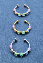 Anti-Stress Ring "Rainbow" • LGBTQ Pride Ring • Rainbow Ring • Adjustable Anxiety Ring • Colorful Ring with Glass Beads • Pride Month