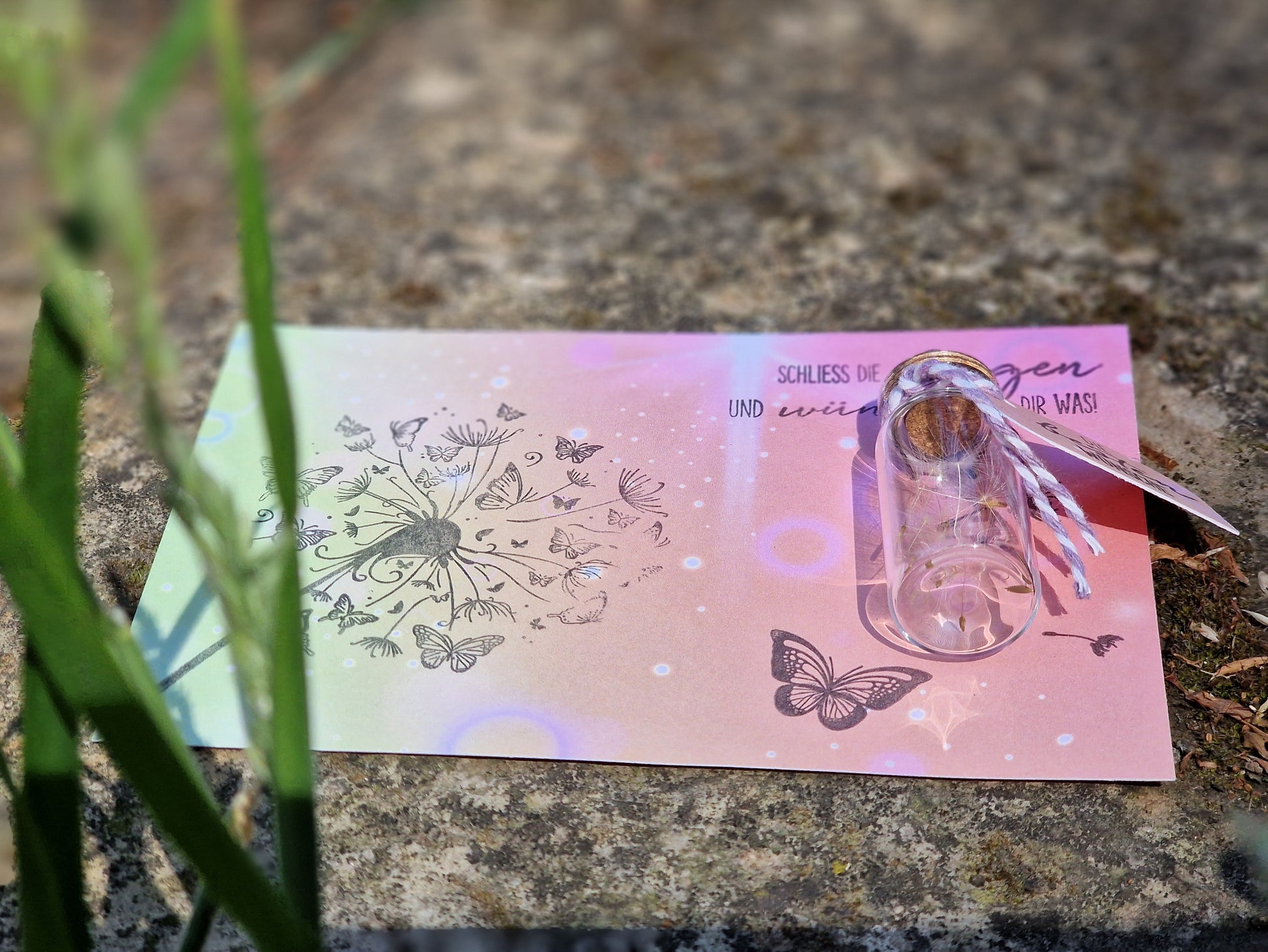 Mini-Wunsch im Glas |  echten Pusteblumenköpfen |  Geschenk zum Abschied, Geburtstag, Dankeschön |Wunscherfüller | für Herzensmenschen