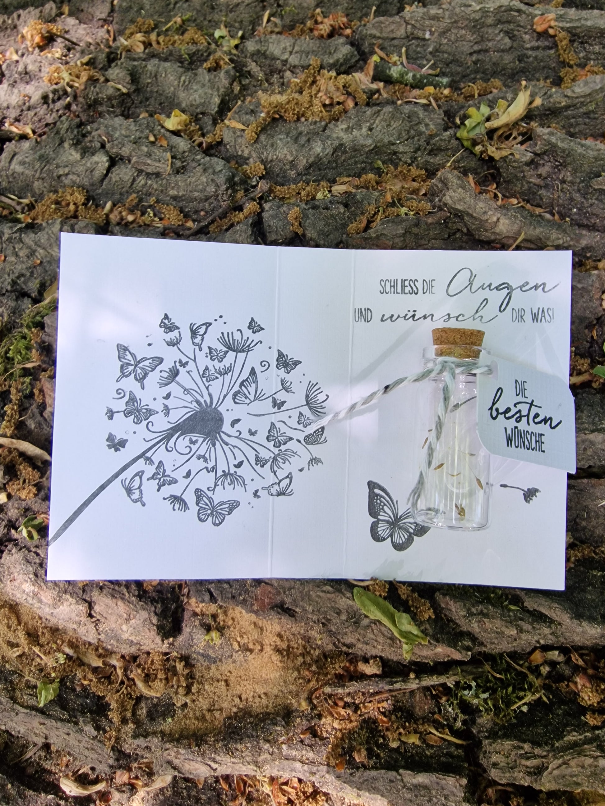 Mini-Wunsch im Glas |  echten Pusteblumenköpfen |  Geschenk zum Abschied, Geburtstag, Dankeschön |Wunscherfüller | für Herzensmenschen