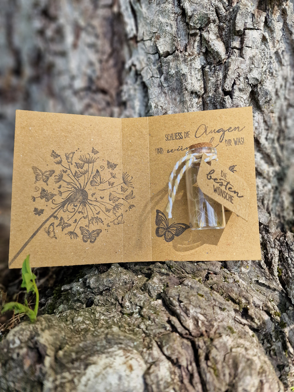 Mini-Wunsch im Glas |  echten Pusteblumenköpfen |  Geschenk zum Abschied, Geburtstag, Dankeschön |Wunscherfüller | für Herzensmenschen
