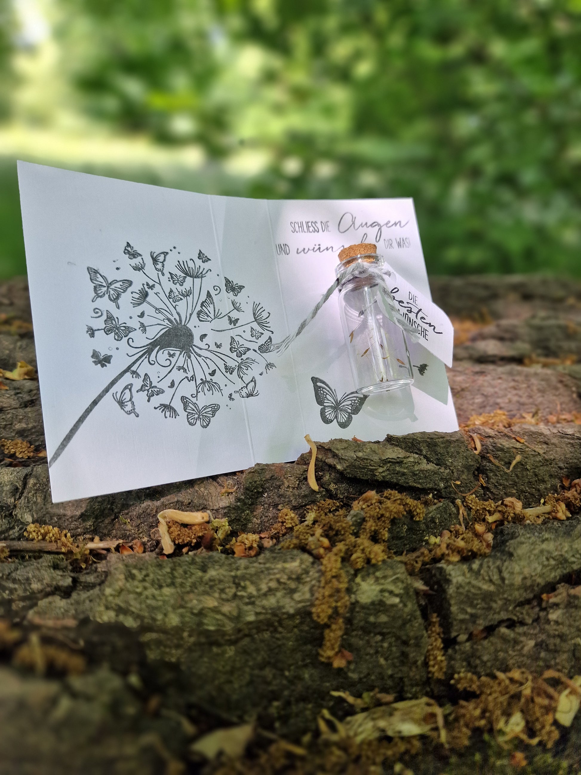 Mini-Wunsch im Glas |  echten Pusteblumenköpfen |  Geschenk zum Abschied, Geburtstag, Dankeschön |Wunscherfüller | für Herzensmenschen