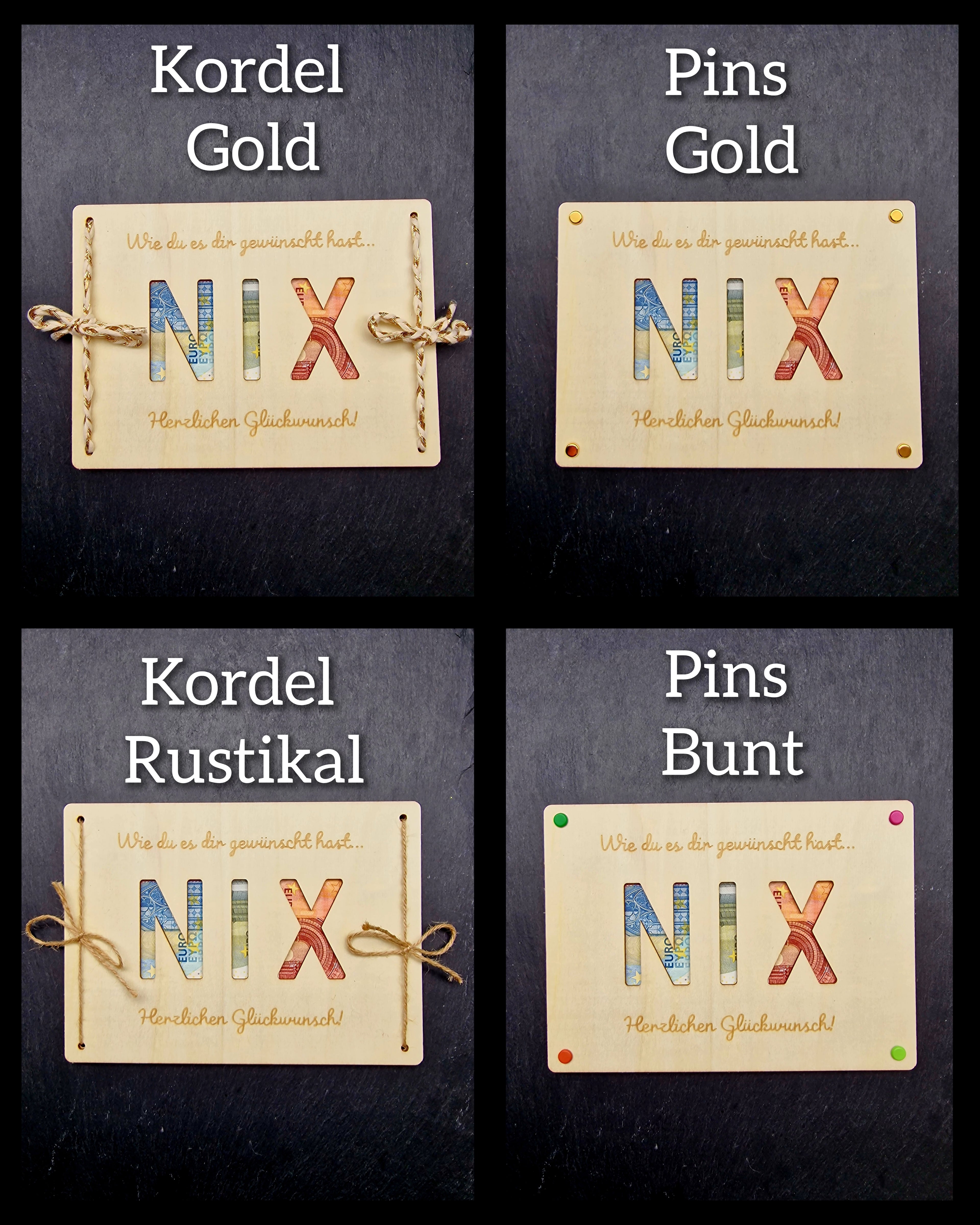 Lustiges Geldgeschenk NIX aus Holz | Kreative Gutschein Karte | Humorvolles Geldgeschenk Geburtstag & Ostern | Du wolltest nichts