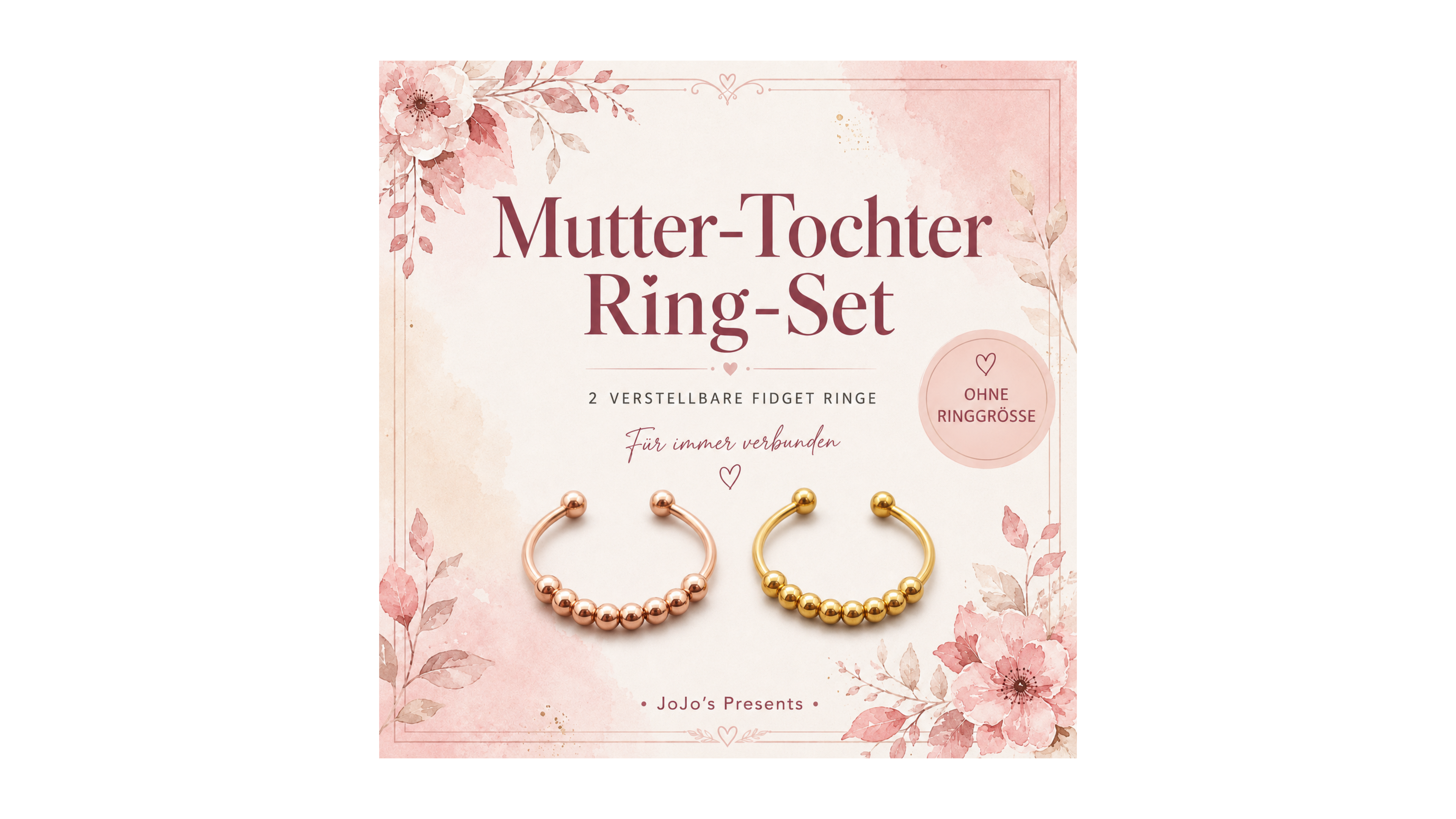 Mutter-Tochter Ring-Set – 2 verstellbare Fidget Ringe, Geschenk für Mama & Tochter, Anti-Stress-Ringe ohne Ringgröße