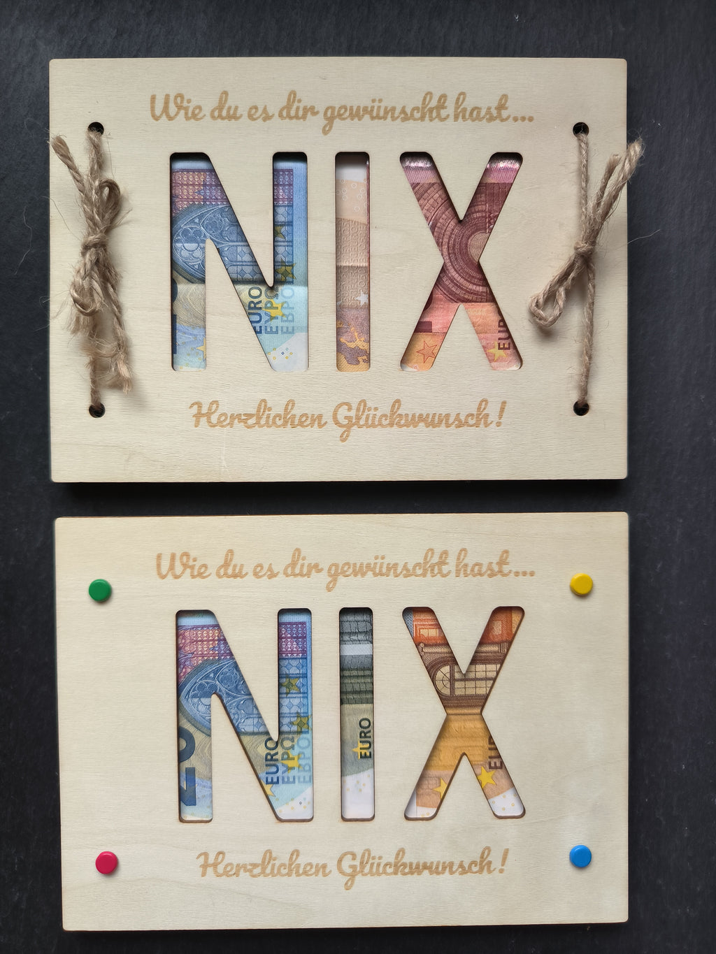 Lustiges Geldgeschenk NIX aus Holz | Kreative Gutschein Karte | Humorvolles Geldgeschenk Geburtstag & Ostern | Du wolltest nichts