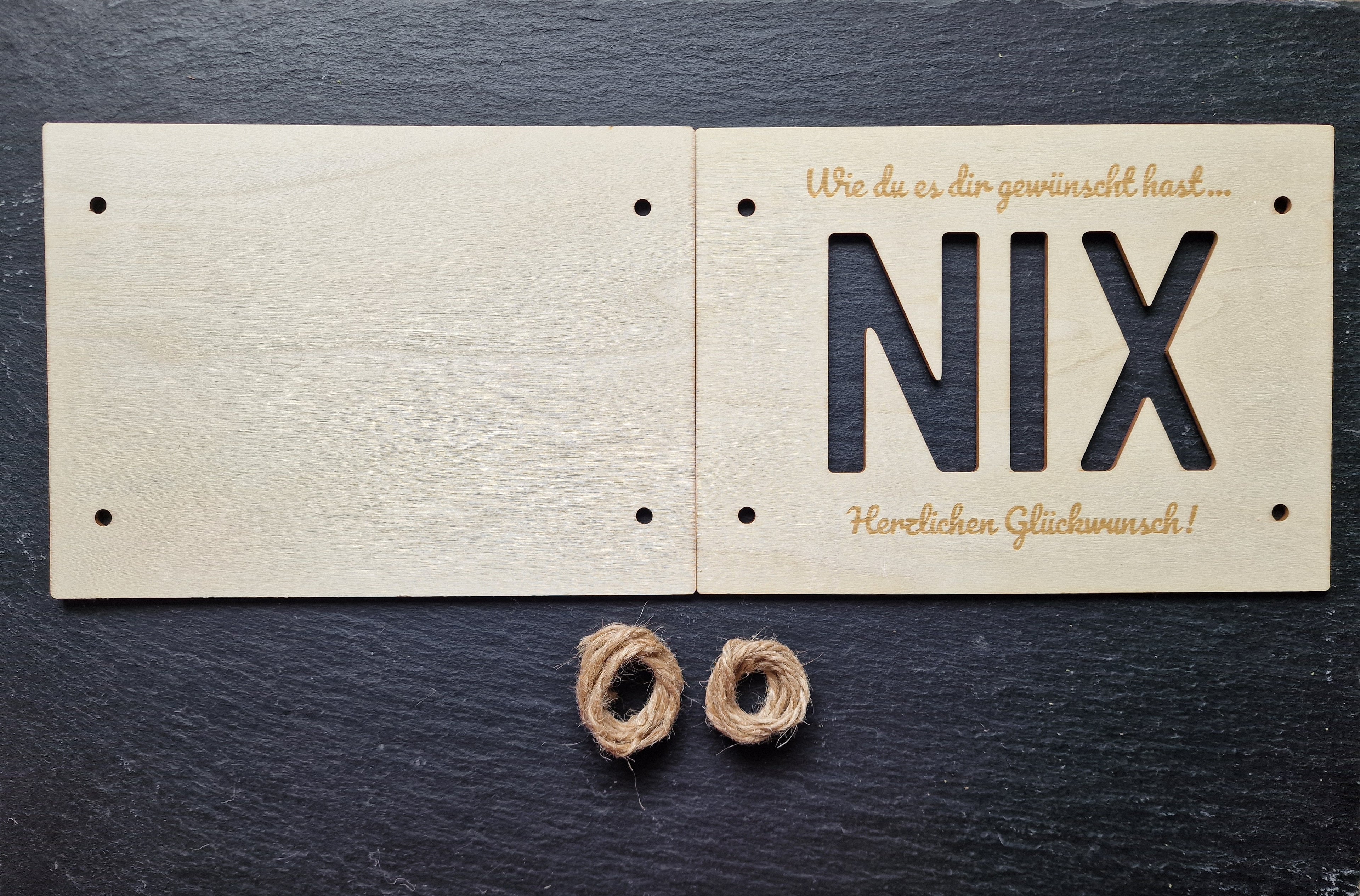 Lustiges Geldgeschenk NIX aus Holz | Kreative Gutschein Karte | Humorvolles Geldgeschenk Geburtstag & Ostern | Du wolltest nichts