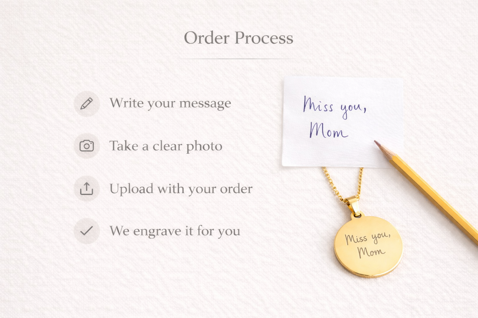 Halskette mit echter Handschrift | Schmuck mit gravierter Handschrift | Individueller Anhänger 22mm | Erinnerungskette | Gedenkkette