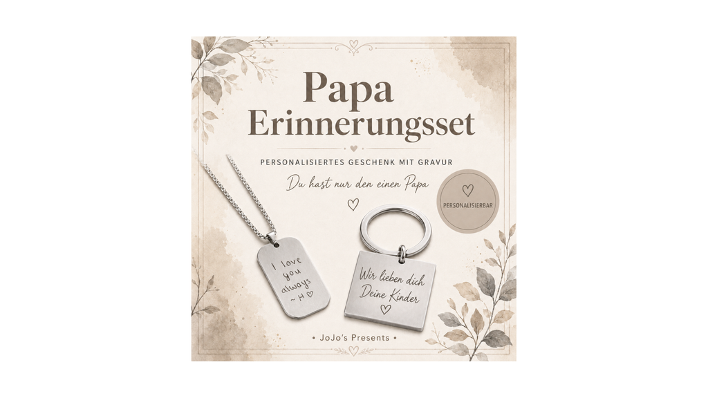 Papa Erinnerungsset – Dog Tag & Schlüsselanhänger mit Gravur