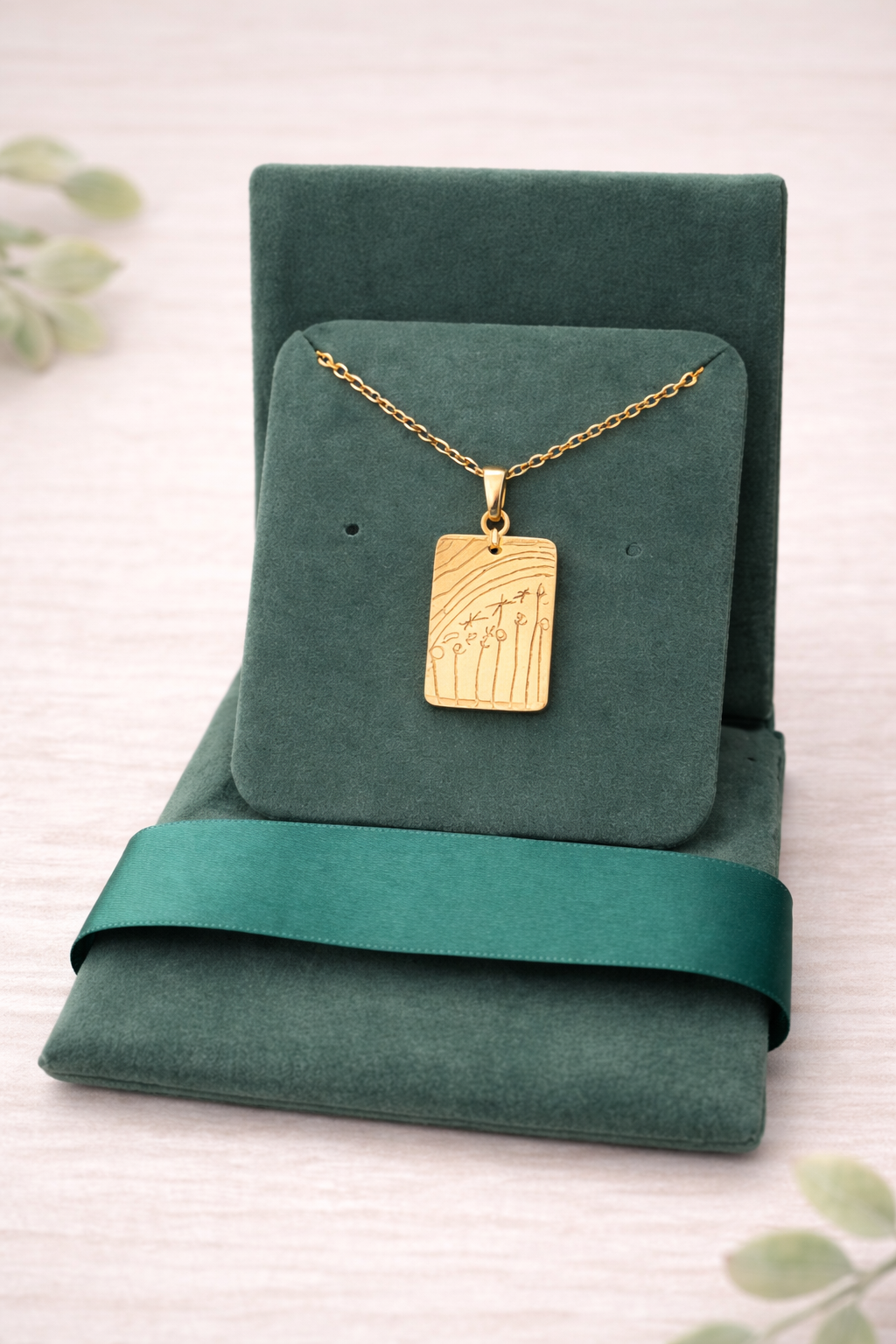 Personalized Necklace Child Drawing – Kinderzeichnung Gravur Kette Geschenk für Mama | Individueller Anhänger 15x22mm | Erinnerungskette