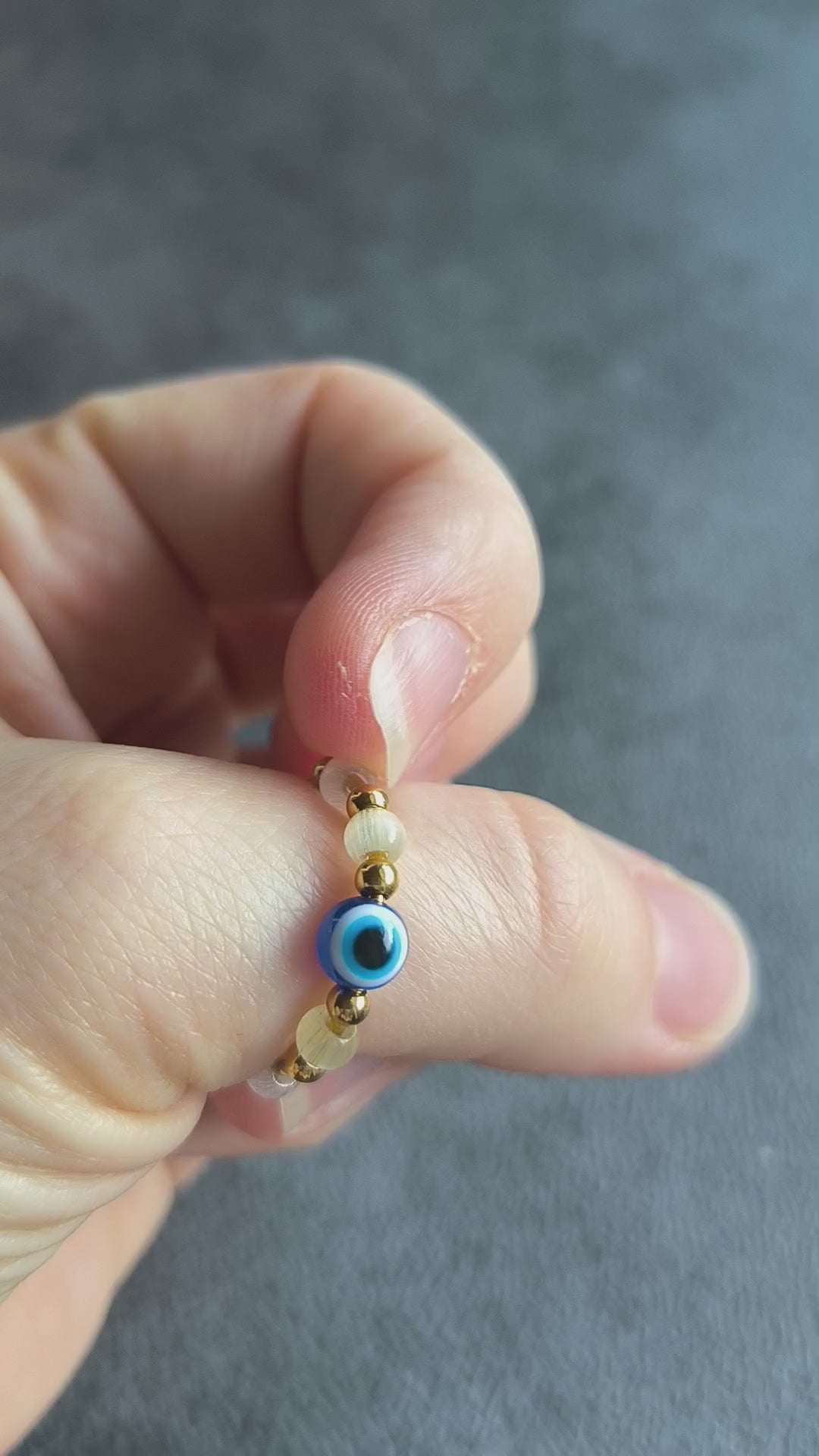 Auge der Fatima • verstellbarer Anti-Stress & Fidget Spinner Ring mit drehbaren Perlen • Nazar Schutzring • Kleines Abschiedsgeschenk • Aura
