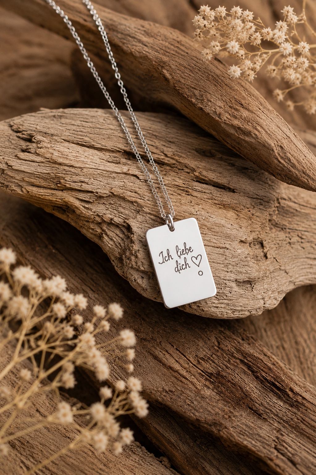 Personalisierte Handschrift Kette – Rechteck Anhänger mit Gravur | Geschenk für Mama oder Papa | Erinnerung Schmuck
