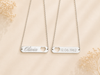 Herz Bar Kette personalisiert – Name oder Datum Gravur | Edelstahl (Silber/Gold) | Minimalistische Namenskette Geschenk