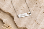 Herz Bar Kette personalisiert – Name oder Datum Gravur | Edelstahl (Silber/Gold) | Minimalistische Namenskette Geschenk