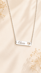 Herz Bar Kette personalisiert – Name oder Datum Gravur | Edelstahl (Silber/Gold) | Minimalistische Namenskette Geschenk