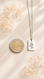Geburtsblumen Anhänger rechteckig personalisiert – Edelstahl (Silber/Gold/Roségold) | Geburtstag Geschenk