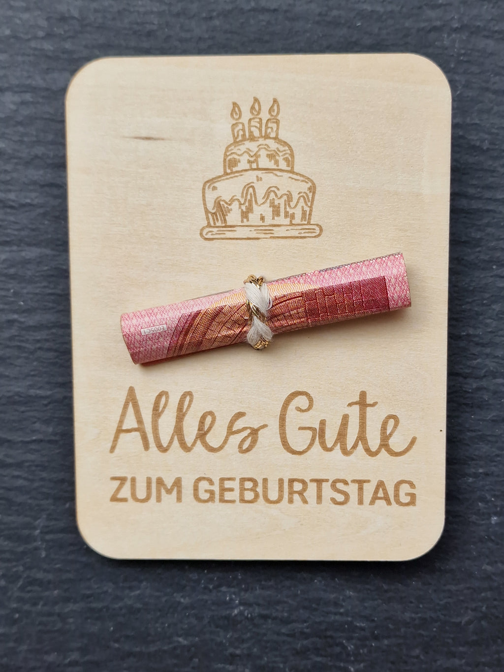Geburtstags Geldgeschenk aus Holz | Gutscheinhalter Geburtstag | Geldschein Geschenkidee | Alles Gute zum Geburtstag | Klein & liebevoll