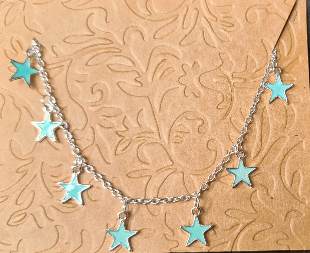 Leuchtendes Fußkettchen Stern Form Fußband Glow in the Dark Anklet Silber Fußkette Strandschmuck