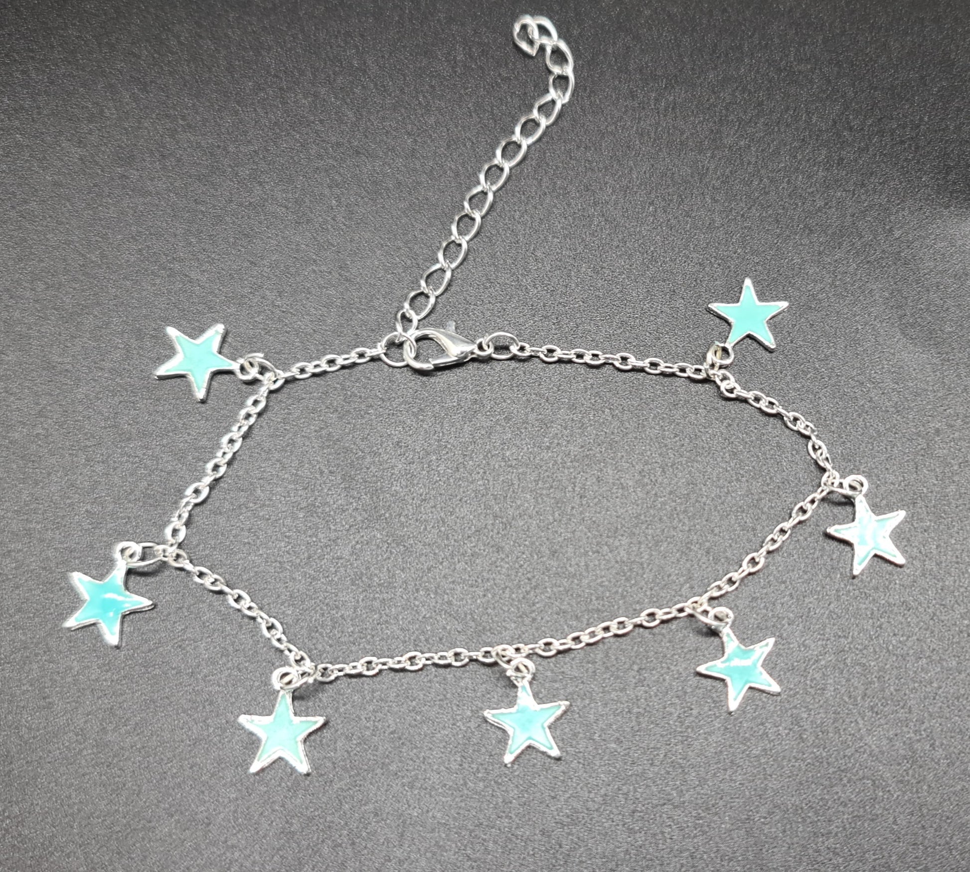 Leuchtendes Fußkettchen Stern Form Fußband Glow in the Dark Anklet Silber Fußkette Strandschmuck