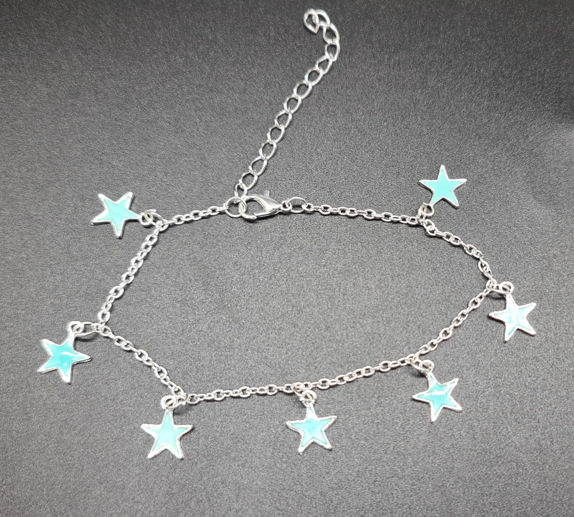 Leuchtendes Fußkettchen Stern Form Fußband Glow in the Dark Anklet Silber Fußkette Strandschmuck