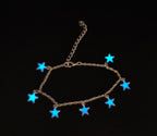 Chaîne de cheville lumineuse en forme d'étoile, bracelet de cheville phosphorescent, chaîne de cheville argentée, bijou de plage
