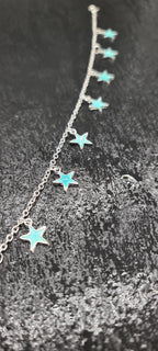 Chaîne de cheville lumineuse en forme d'étoile, bracelet de cheville phosphorescent, chaîne de cheville argentée, bijou de plage