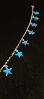 Chaîne de cheville lumineuse en forme d'étoile, bracelet de cheville phosphorescent, chaîne de cheville argentée, bijou de plage