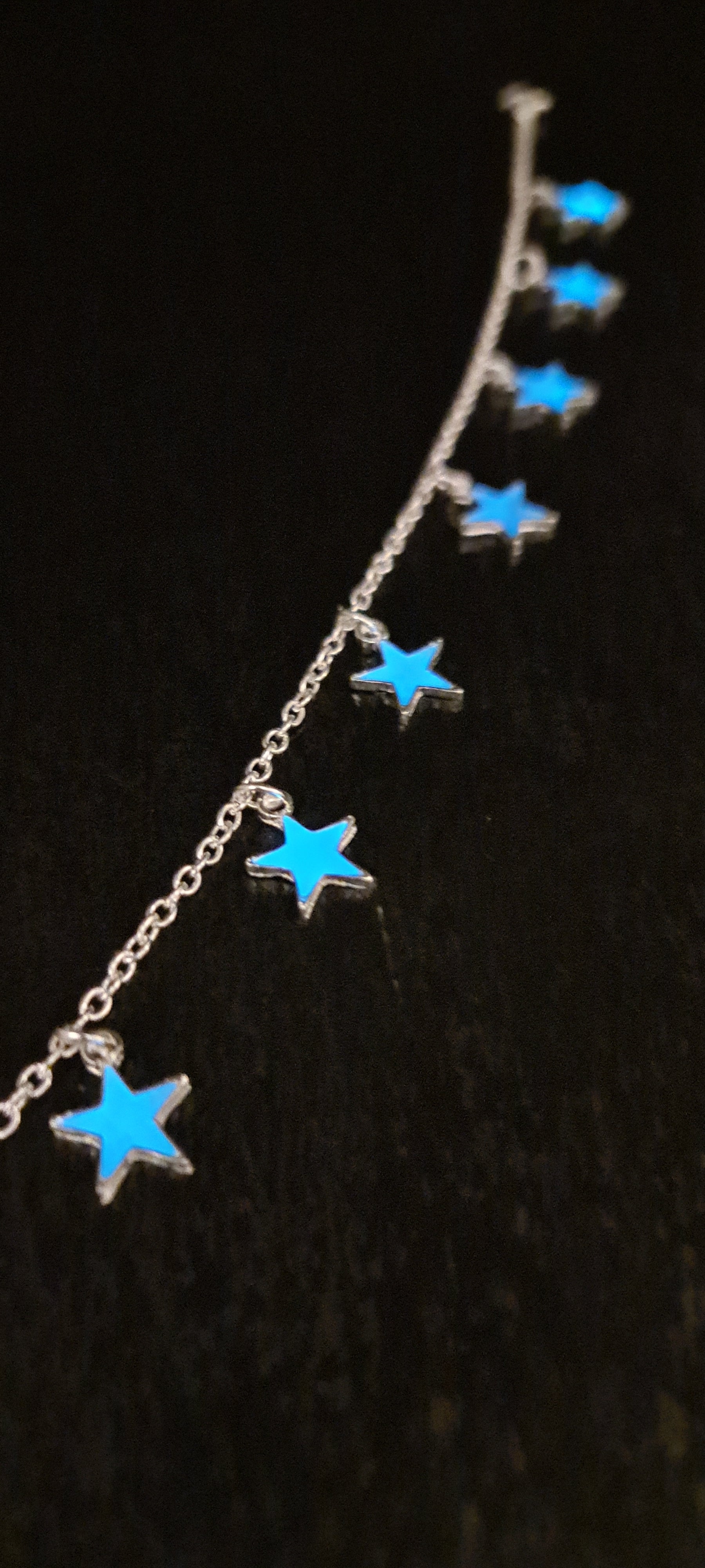 Leuchtendes Fußkettchen Stern Form Fußband Glow in the Dark Anklet Silber Fußkette Strandschmuck