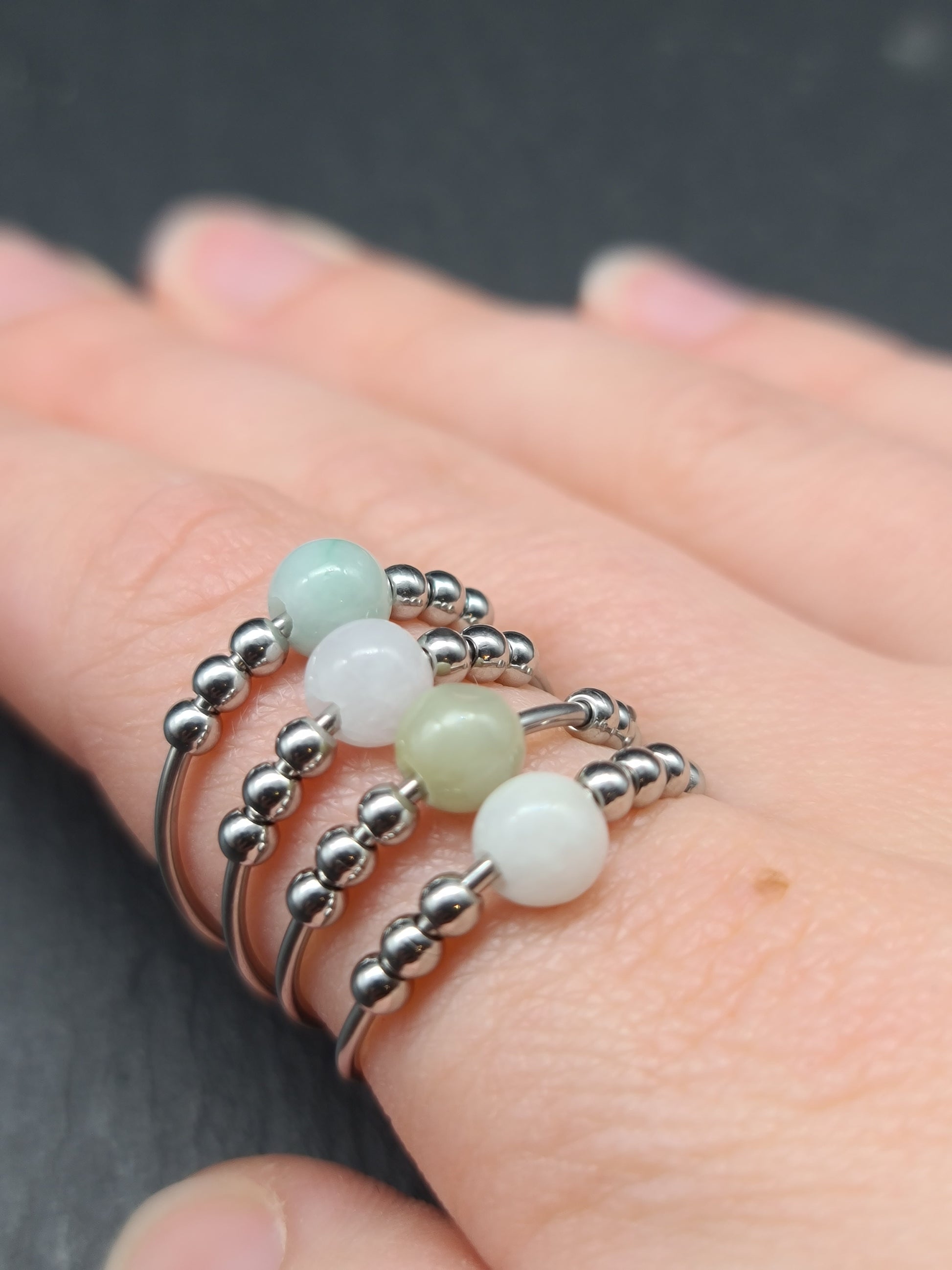 Anti-Stress-Ring „SOUL“ • Verstellbarer Fidget Ring Damen • Geschenkidee für Sie • Perlenring gegen Nervosität • Anxiety Ring