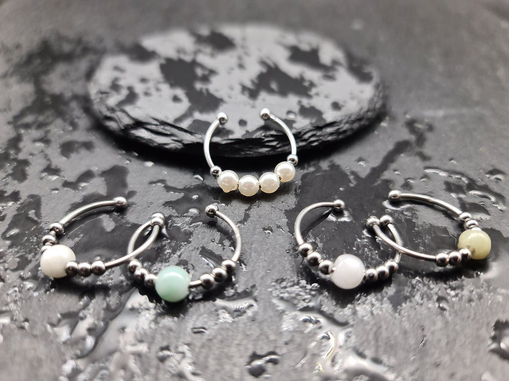 Anti-Stress-Ring „SOUL“ • Verstellbarer Fidget Ring Damen • Geschenkidee für Sie • Perlenring gegen Nervosität • Anxiety Ring