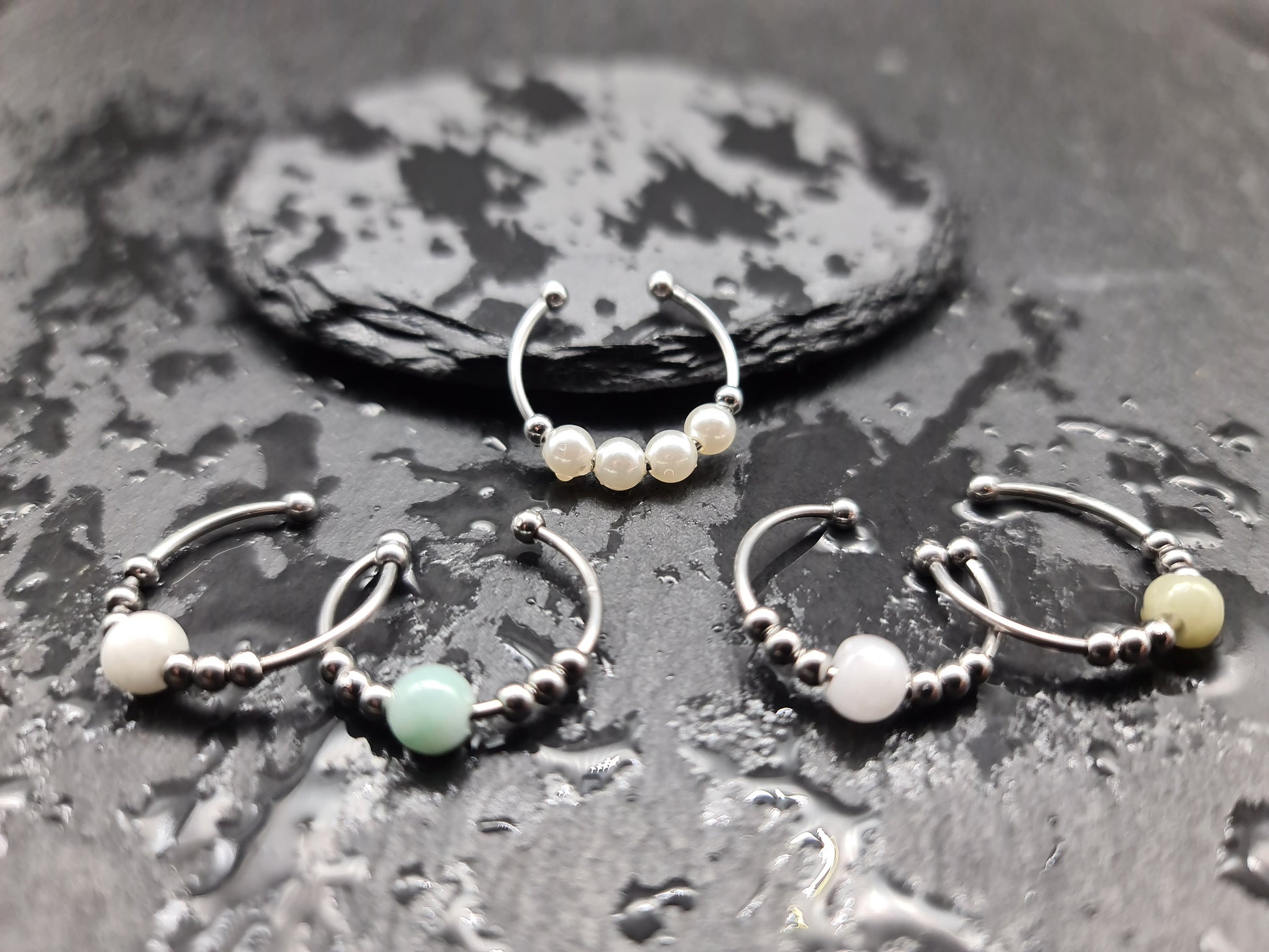 Anti-Stress-Ring „SOUL“ • Verstellbarer Fidget Ring Damen • Geschenkidee für Sie • Perlenring gegen Nervosität • Anxiety Ring