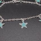 Chaîne de cheville lumineuse en forme d'étoile, bracelet de cheville phosphorescent, chaîne de cheville argentée, bijou de plage