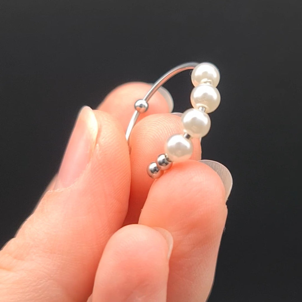 Anti-Stress-Ring „Luna“ • Verstellbarer Perlenring Damen • Anxiety Ring • Geschenkidee für Sie • Entspannungsschmuck • Brautjungfern