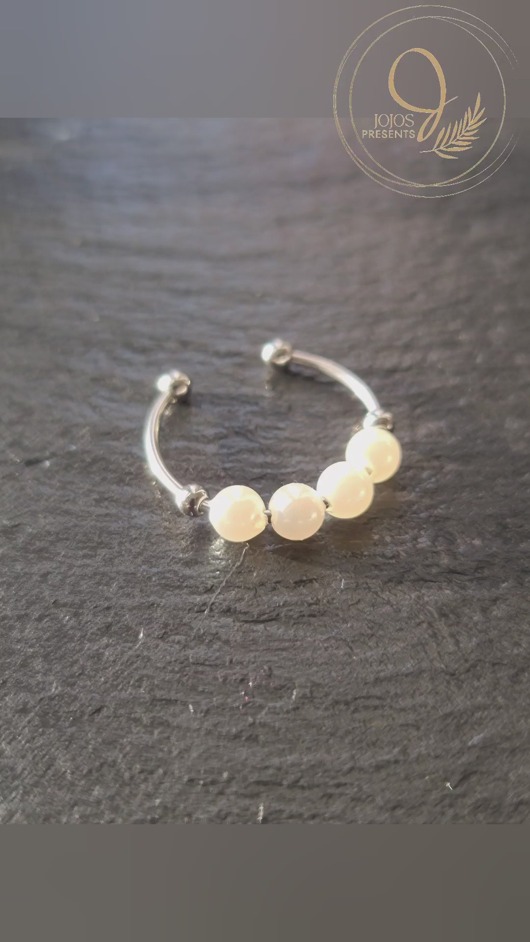 Anti-Stress-Ring „Luna“ • Verstellbarer Perlenring Damen • Anxiety Ring • Geschenkidee für Sie • Entspannungsschmuck • Brautjungfern